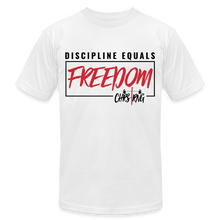 Load image into Gallery viewer, CHRSTRNG Discipline-Freedom Unisex Jersey T-Shirt by Bella + Canvas - white