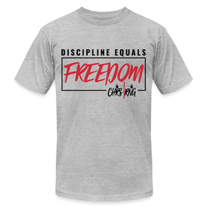 CHRSTRNG Discipline-Freedom Unisex Jersey T-Shirt by Bella + Canvas - heather gray