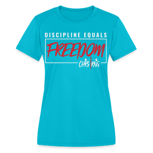 CHRSTRNG Women's Moisture Wicking Performance T-Shirt - turquoise