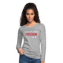 Load image into Gallery viewer, CHRSTRNG Women&#39;s Premium Long Sleeve T-Shirt - heather gray