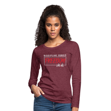 Load image into Gallery viewer, CHRSTRNG Women&#39;s Premium Long Sleeve T-Shirt - heather burgundy