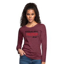 Load image into Gallery viewer, CHRSTRNG Women&#39;s Premium Long Sleeve T-Shirt - heather burgundy