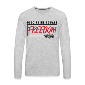 CHRSTRNG Discipline-Freedom Men's Premium Long Sleeve T-Shirt - heather gray