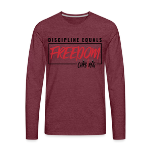 CHRSTRNG Discipline-Freedom Men's Premium Long Sleeve T-Shirt - heather burgundy