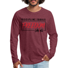 Load image into Gallery viewer, CHRSTRNG Discipline-Freedom Men&#39;s Premium Long Sleeve T-Shirt - heather burgundy